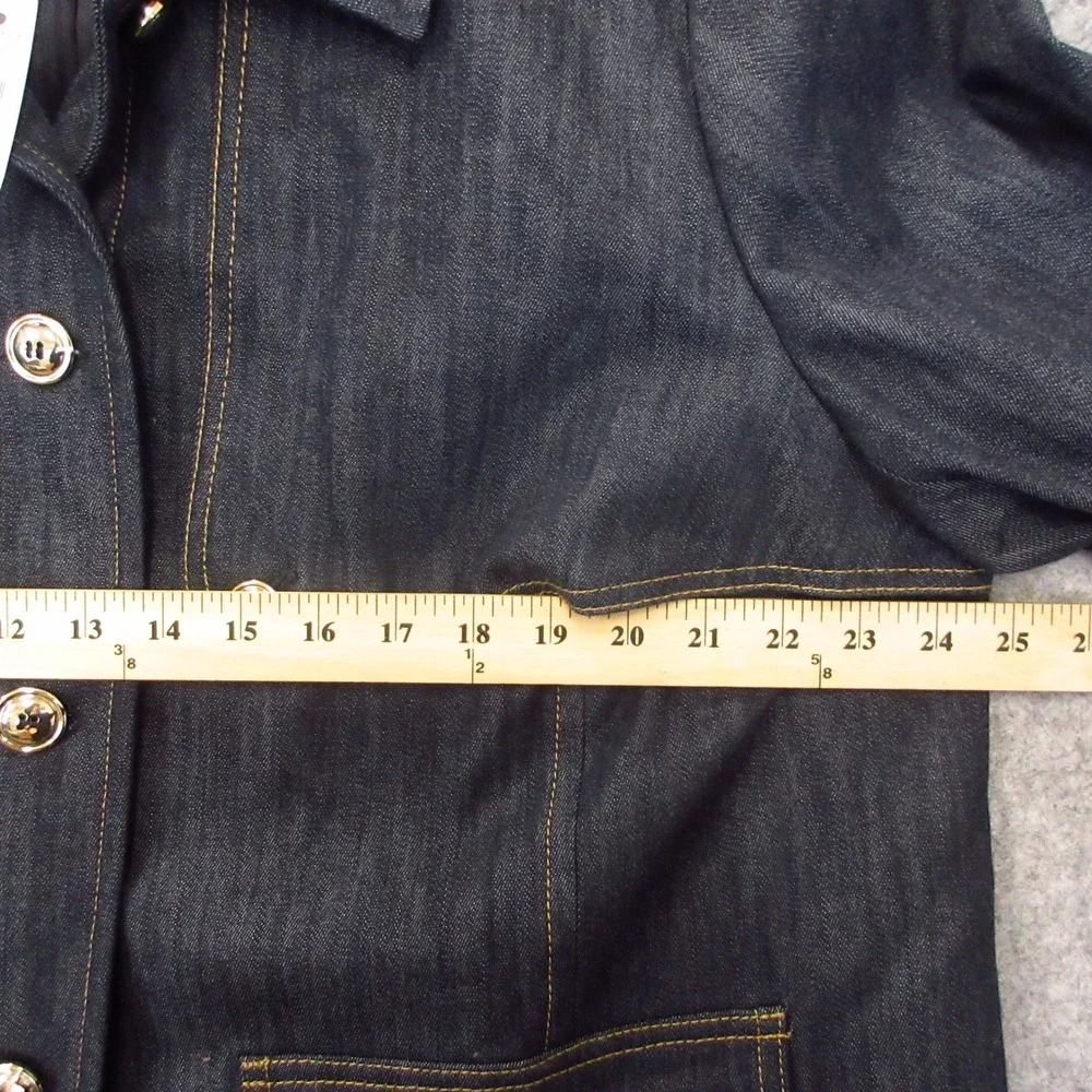 Talbots Refined Denim Short Trench Coat Womens 2X Blue Dark Wash Button Up NWT - Picture 8 of 10